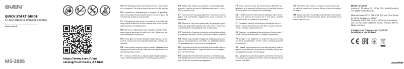 Page n°1 - Guide de démarrage rapide Sven MS-2085