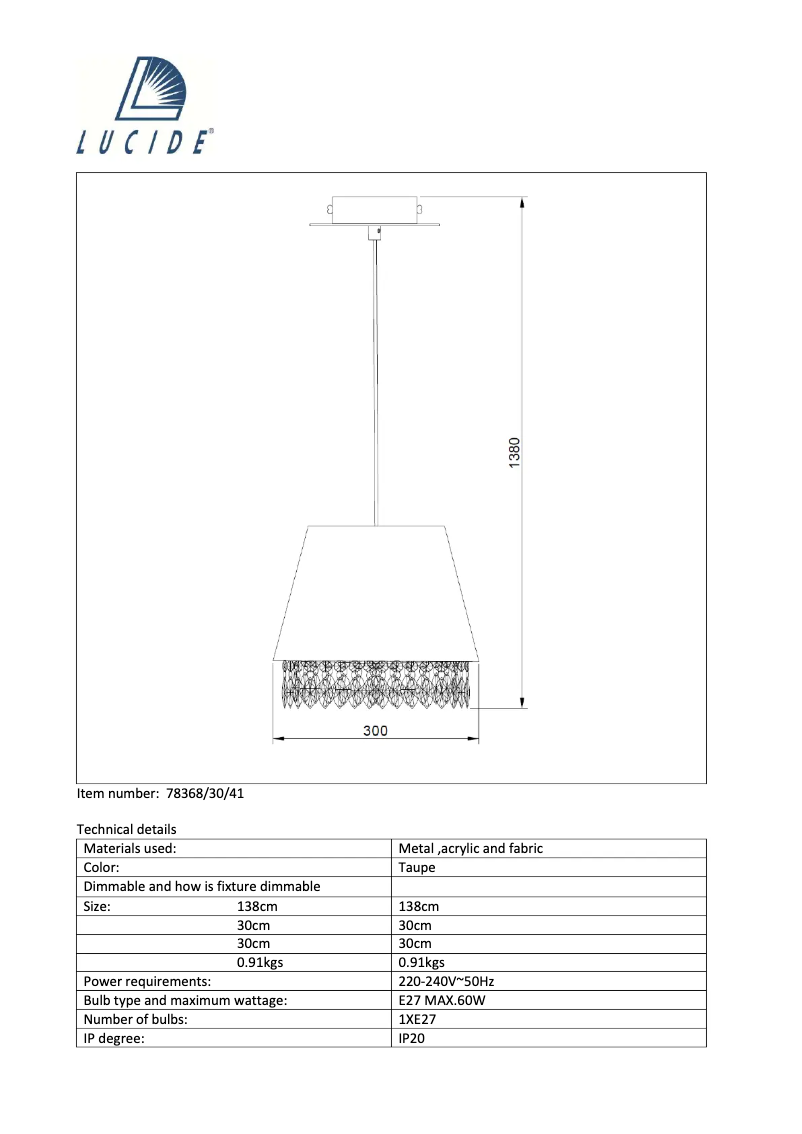 Page n°1 - Manuel utilisateur Lucide Dolti 78368/30/41