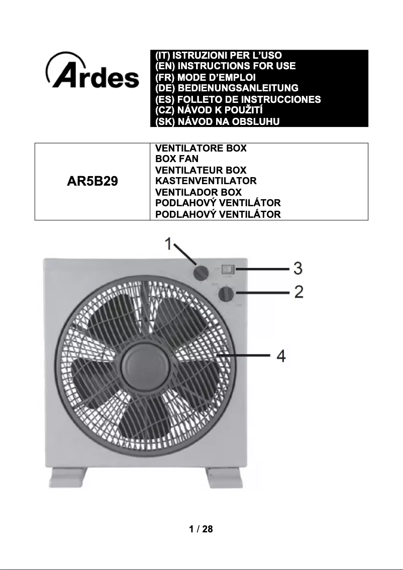 Page 1 de la notice Manuel utilisateur Ardes AR5B29