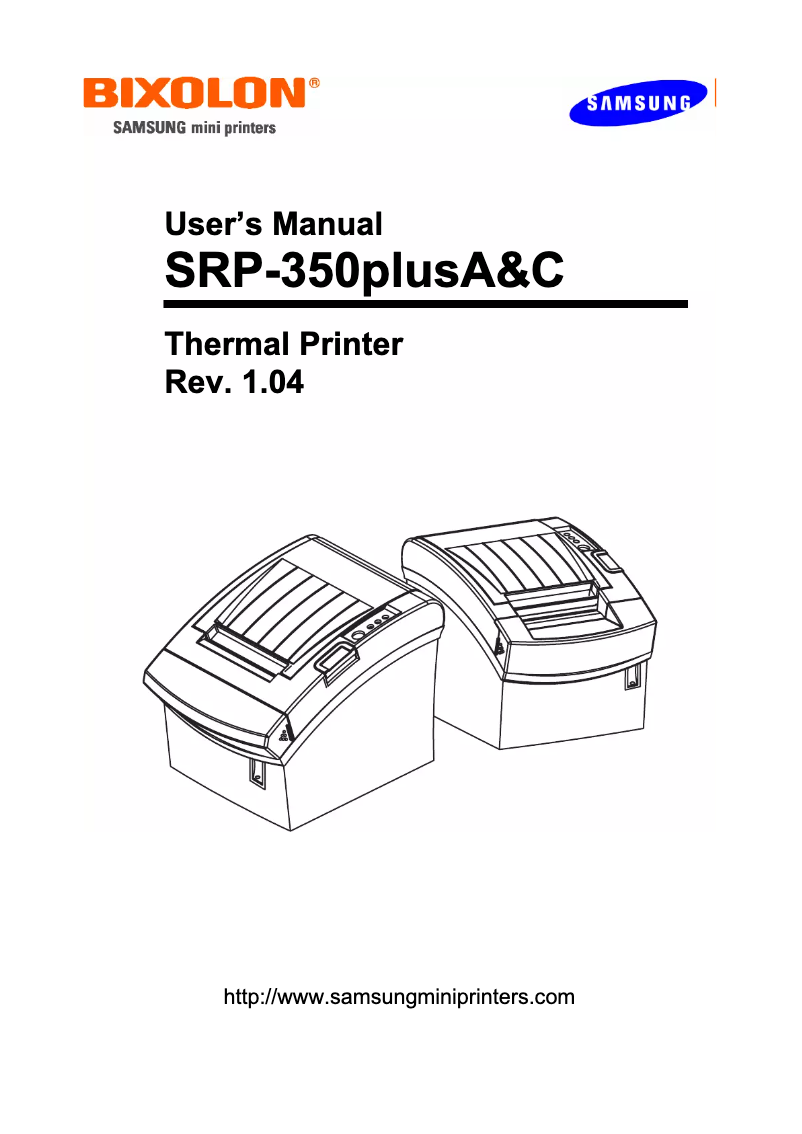 Page n°1 - Manuel utilisateur Bixolon SRP-350 Plus