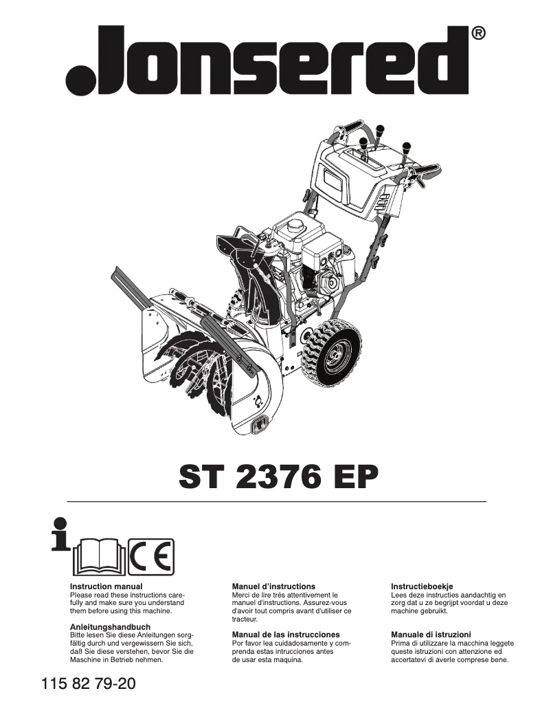 Page n°1 - Manuel utilisateur Jonsered ST2376EP