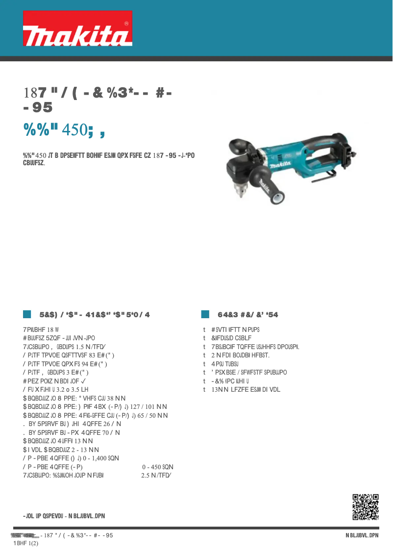 Page 1 de la notice Fiche technique Makita DDA450ZK
