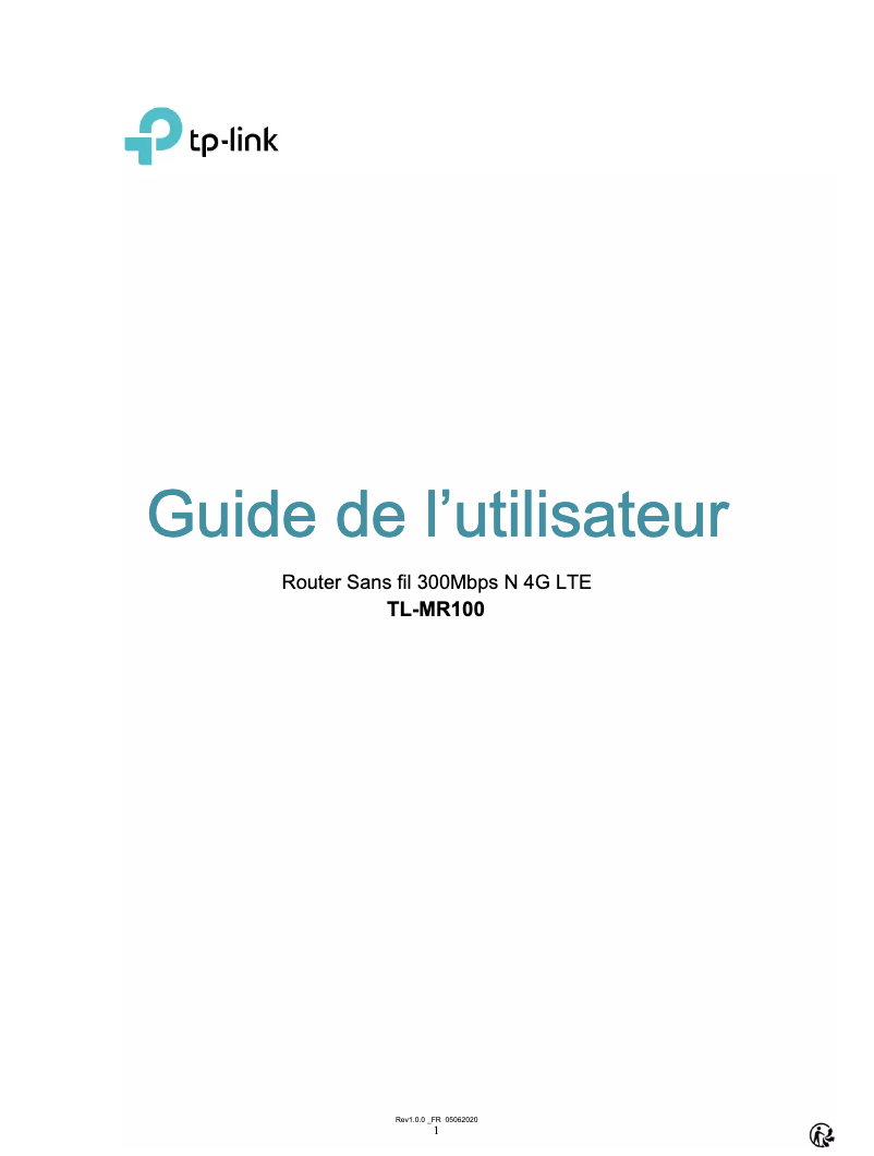 Page n°1 - Manuel utilisateur TP-Link TL-MR100