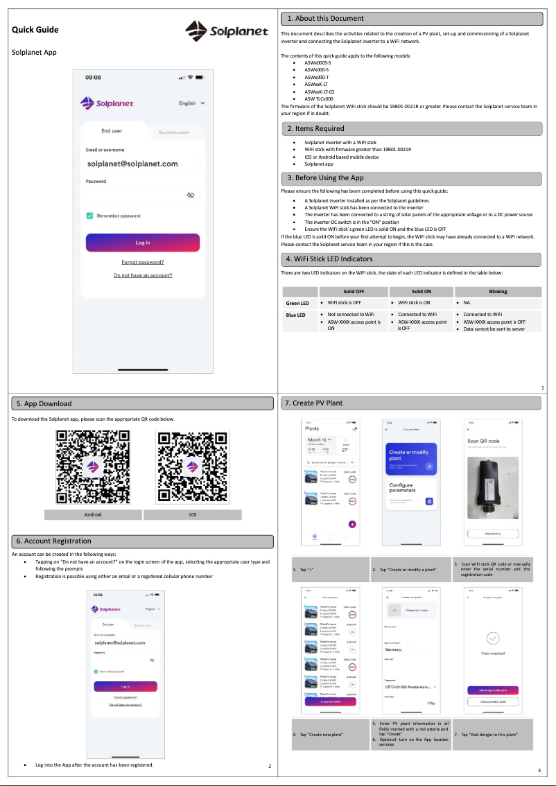 Page 1 de la notice Guide d'installation Solplanet ASW3000S-S