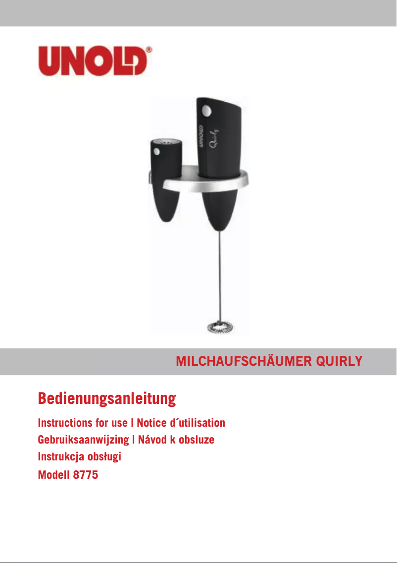 Page 1 of the manual User Manual Unold Quirly