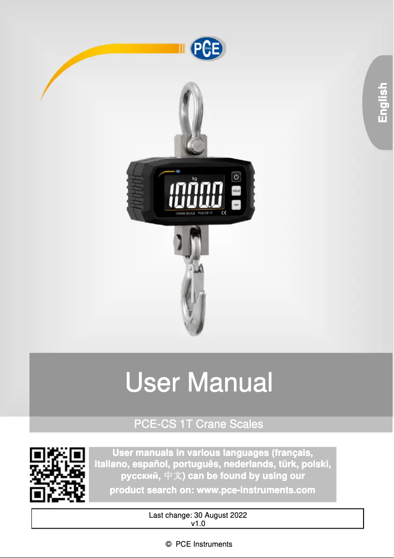 Página 1 del manual Manual de usuario PCE Instruments PCE-CS 1T