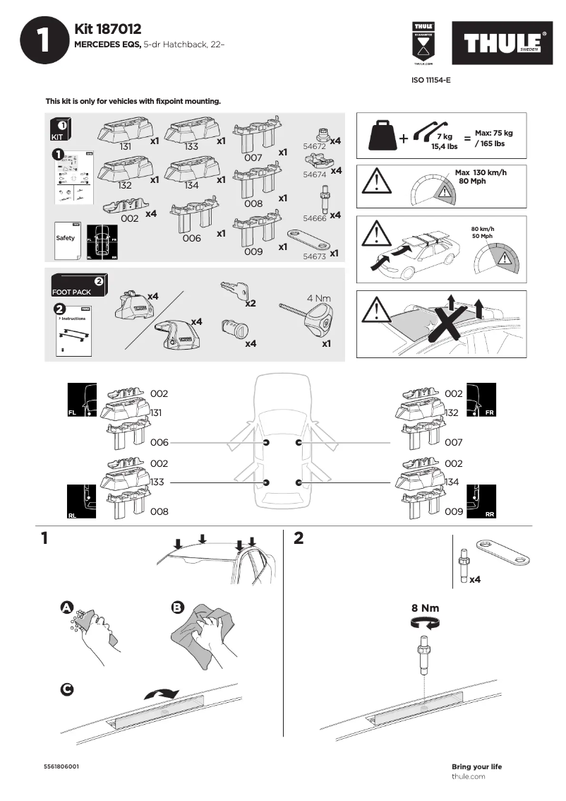Page n°1 - Manuel utilisateur Thule Kit 187012