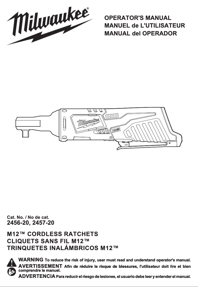 Page 1 of the manual User Manual Milwaukee M12 2456-21