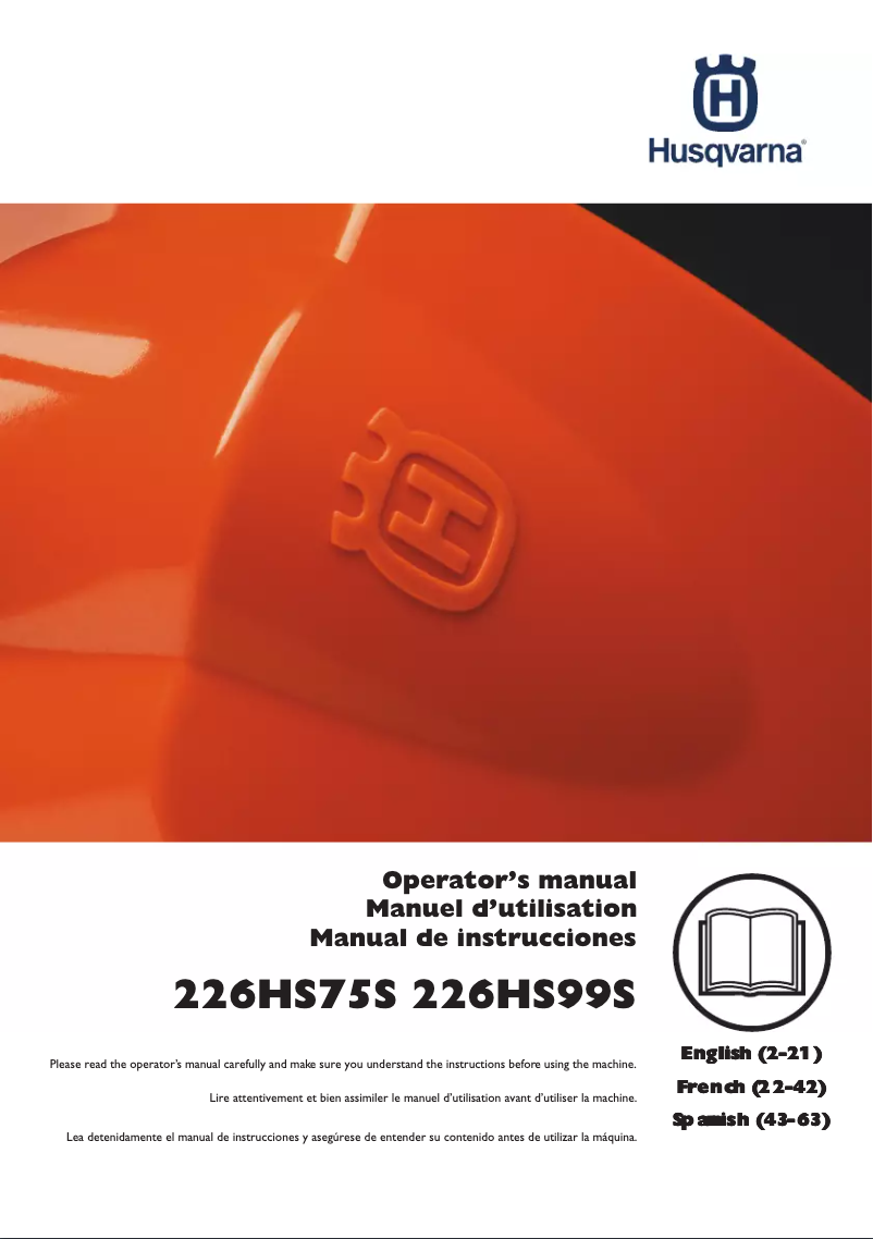 Page n°1 - Manuel utilisateur Husqvarna 226HS75S