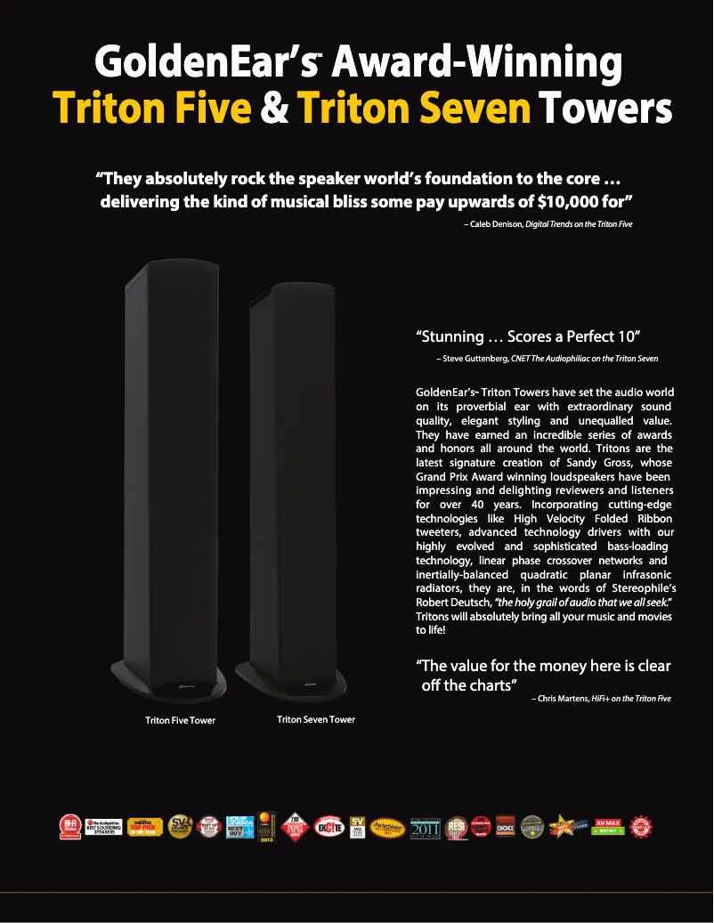 Page 1 de la notice Brochure GoldenEar Triton Seven