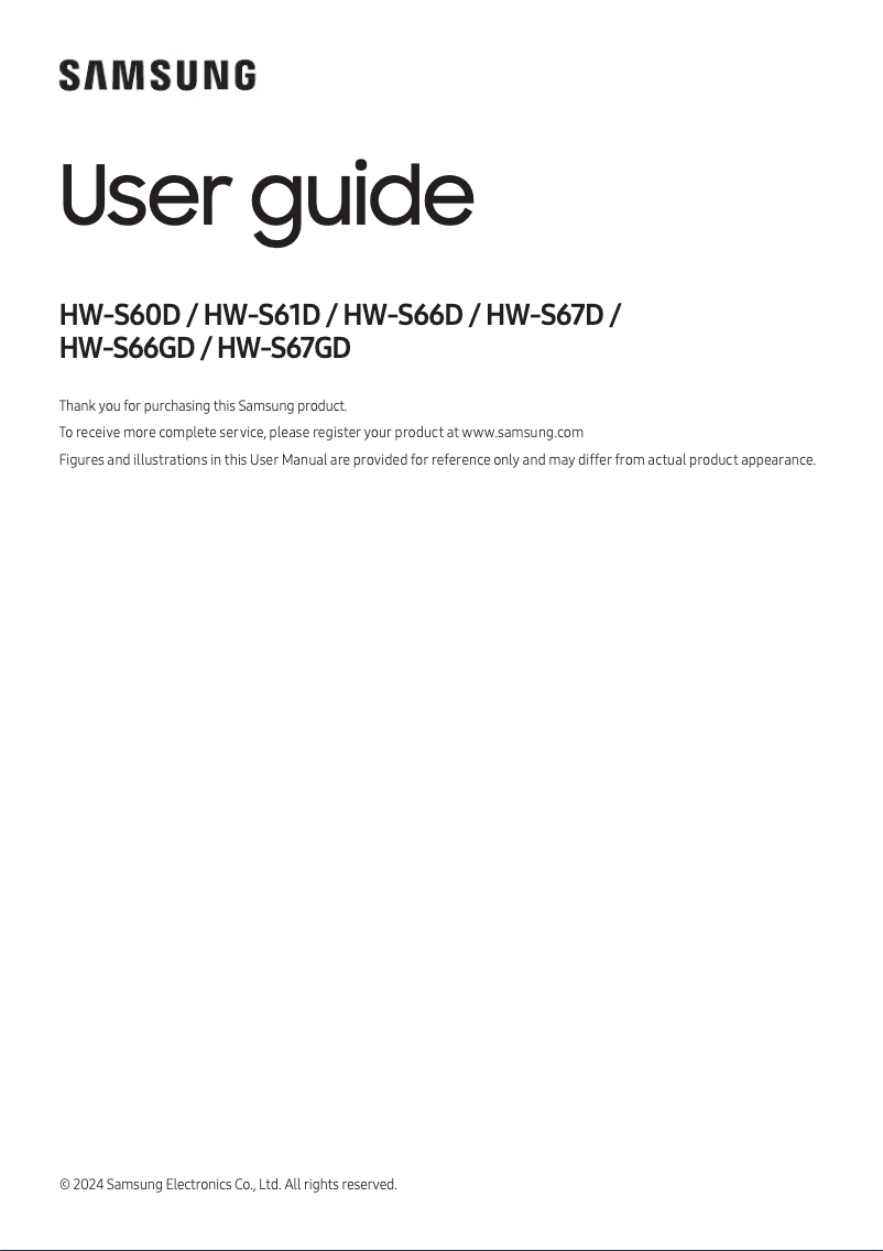 Page 1 de la notice Manuel utilisateur Samsung HW-S66GD