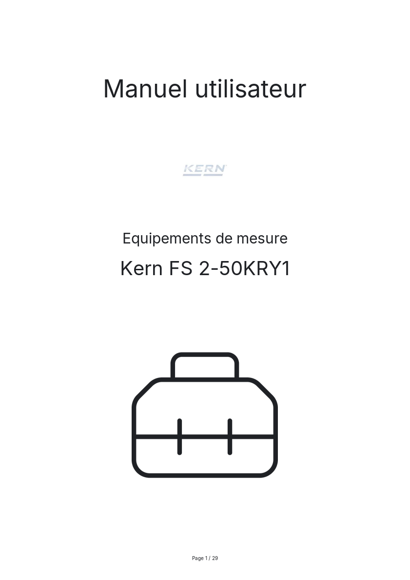 Page n°1 - Manuel utilisateur Kern FS 2-50KRY1
