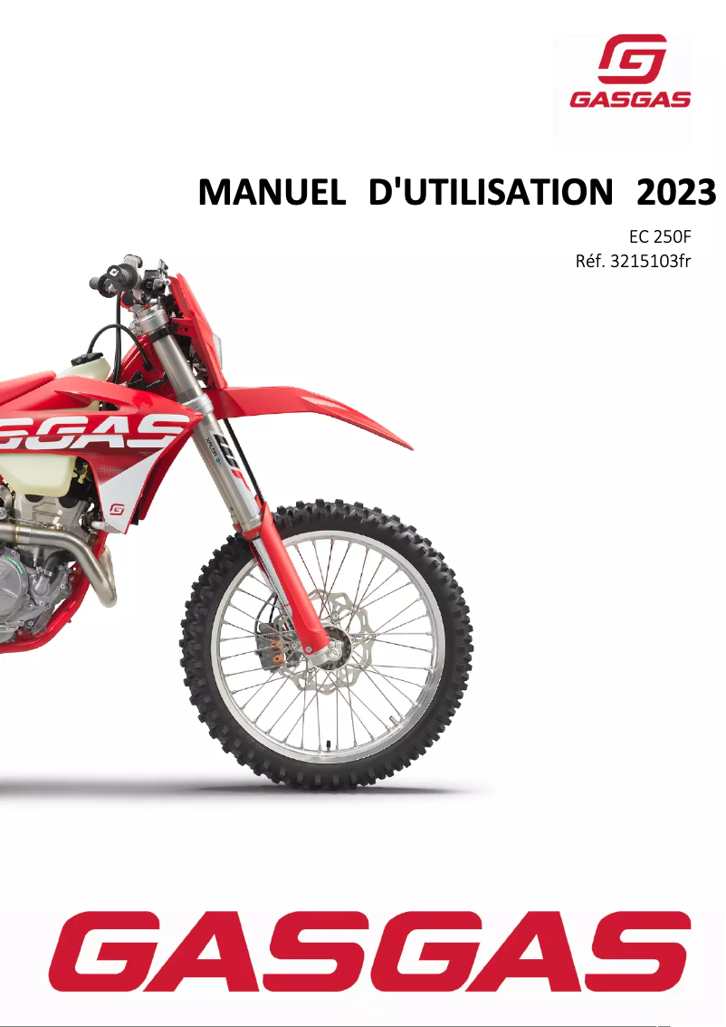 Image de la première page du manuel de l'appareil EC 250F (2023)