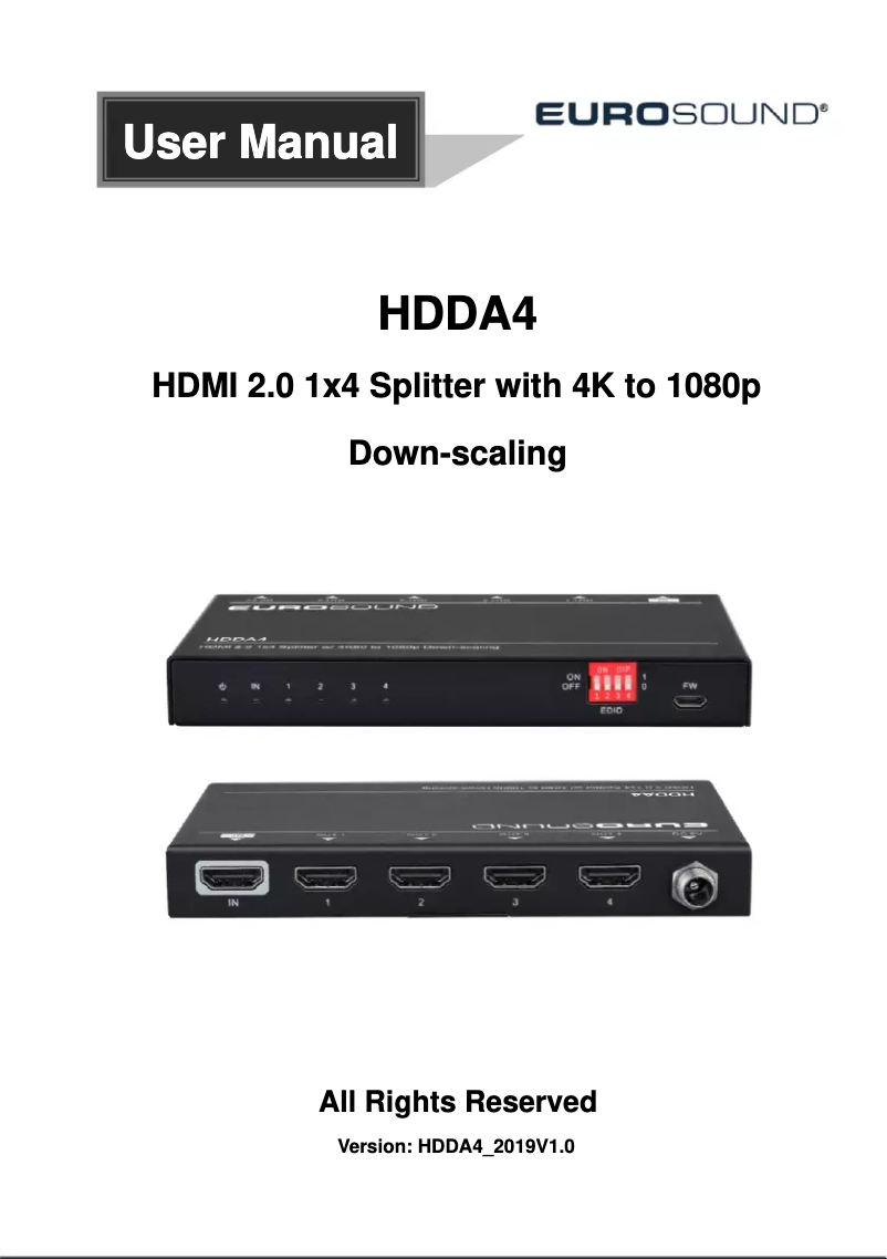 Page 1 de la notice Manuel utilisateur Eurosound HDDA4