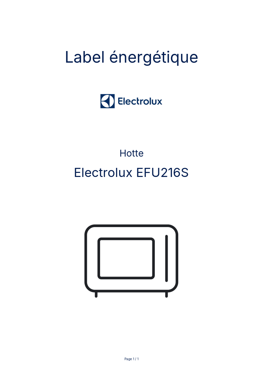 Page n°1 - Label énergétique Electrolux EFU216S
