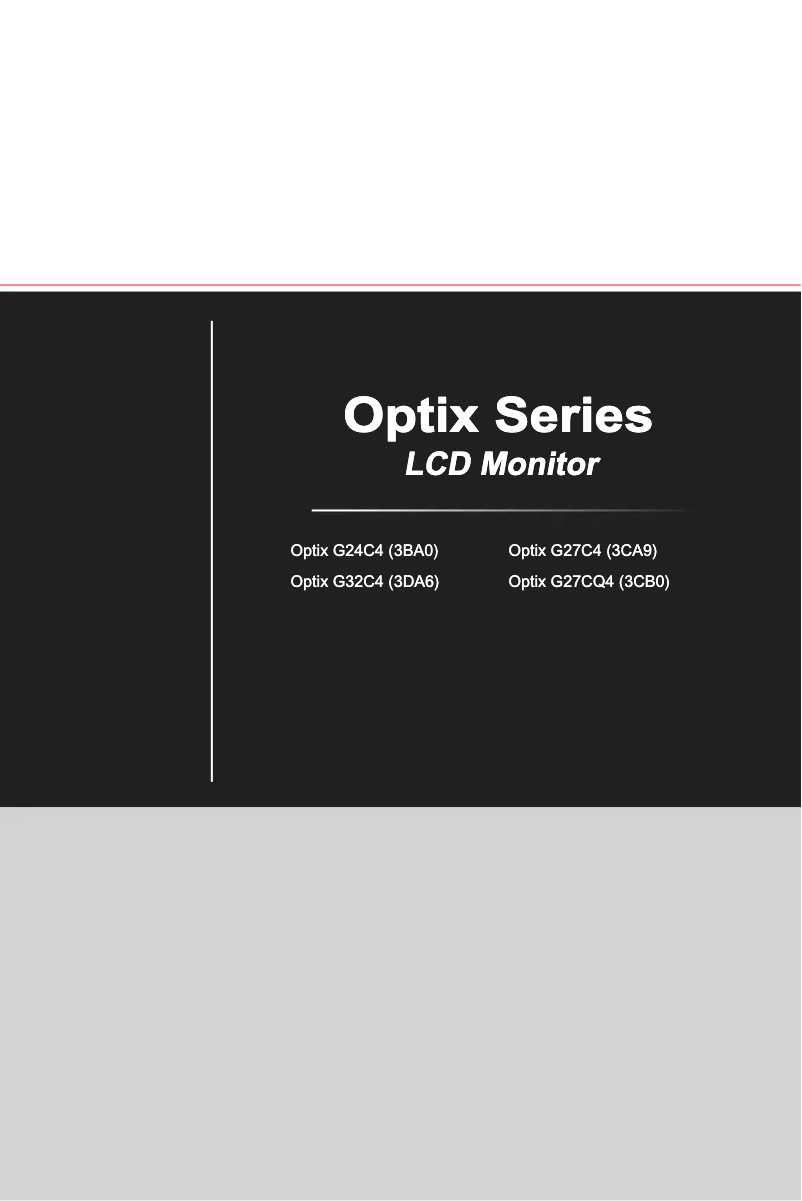 Page 1 de la notice Manuel utilisateur MSI Optix G272C4