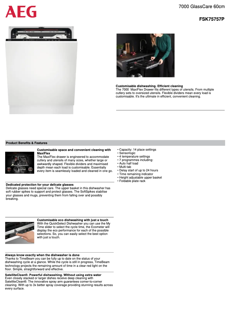 Page 1 de la notice Fiche technique AEG FSK75757P