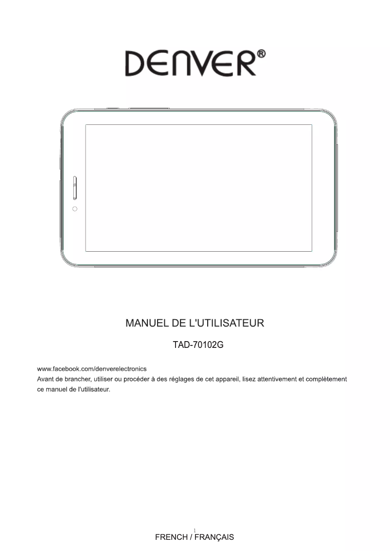 Page 1 de la notice Manuel utilisateur Denver TAD-70102G