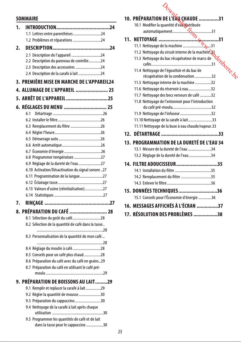 Page 1 de la notice Manuel utilisateur DeLonghi ECAM 23.460