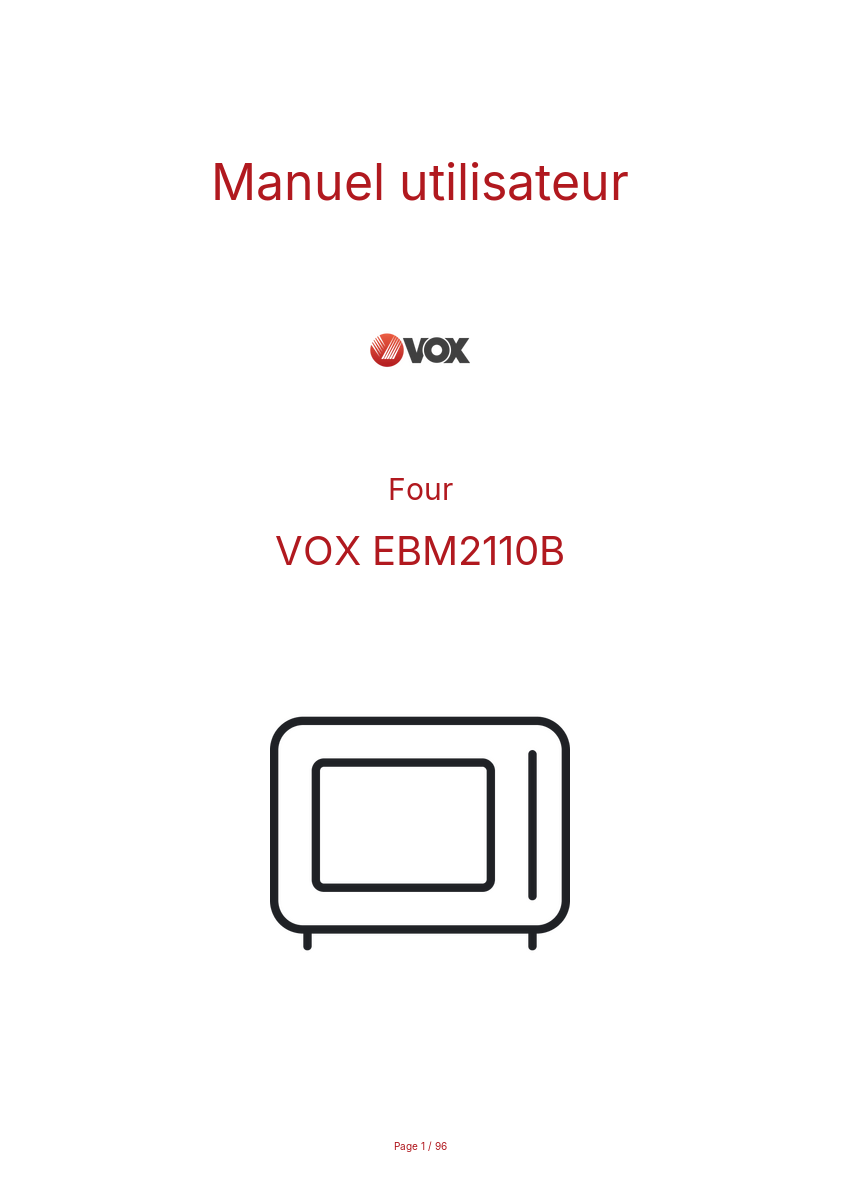 Page n°1 - Manuel utilisateur VOX EBM2110B