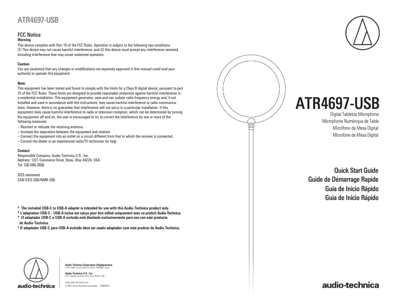 Page n°1 - Manuel utilisateur Audio-Technica ATR4697-USB