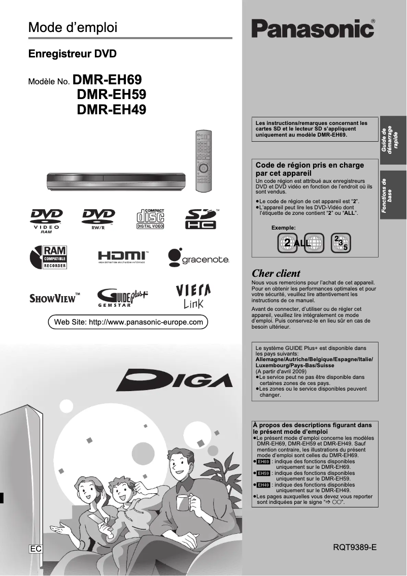 Image de la première page du manuel de l'appareil DMR-EH69