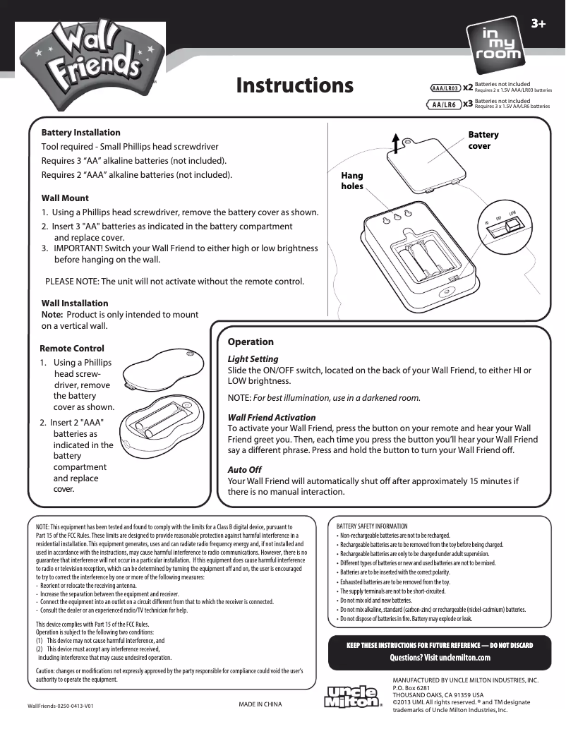 Image de la première page du manuel de l'appareil Wall Friends: Cinderella