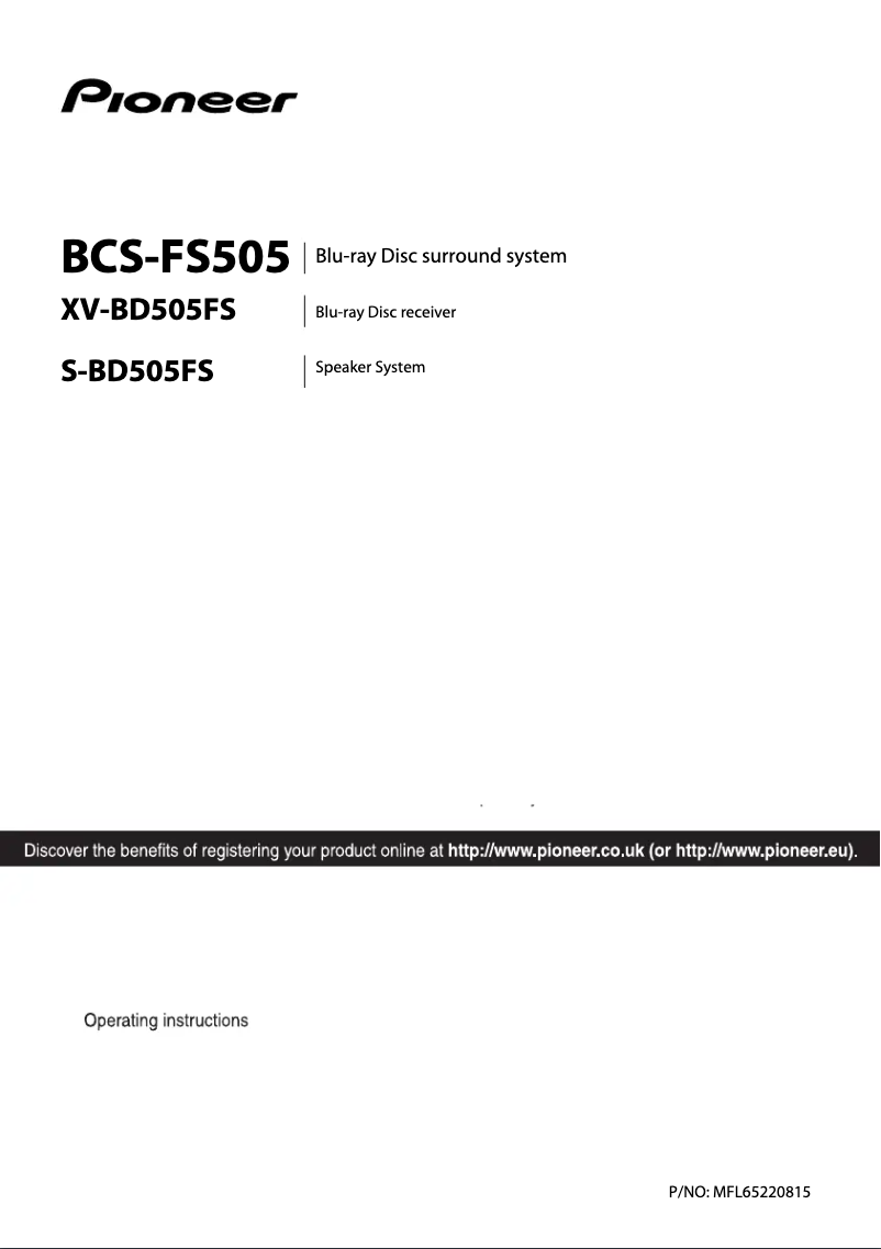Page n°1 - Manuel utilisateur Pioneer XV-BD505FS