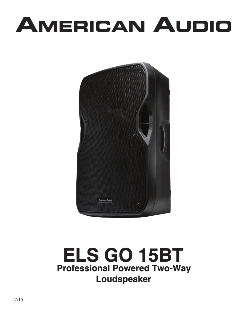 Page 1 de la notice Manuel utilisateur Adj ELS GO 15BT