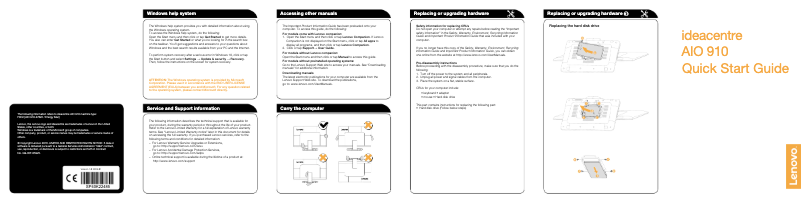 Page 1 de la notice Manuel utilisateur Lenovo IdeaCentre AIO 910