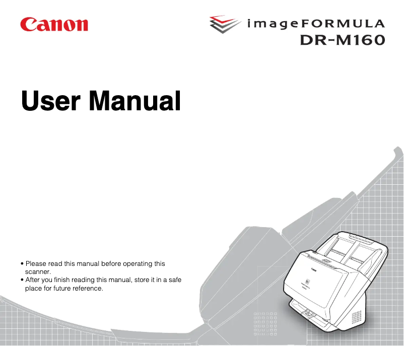 Page 1 de la notice Manuel utilisateur Canon imageFormula DR-M160