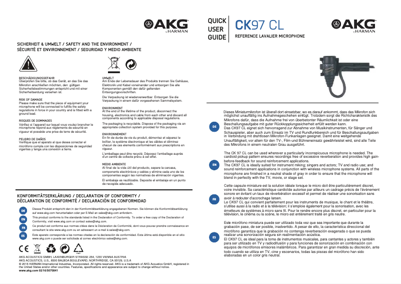 Page n°1 - Manuel utilisateur AKG CK97 CL
