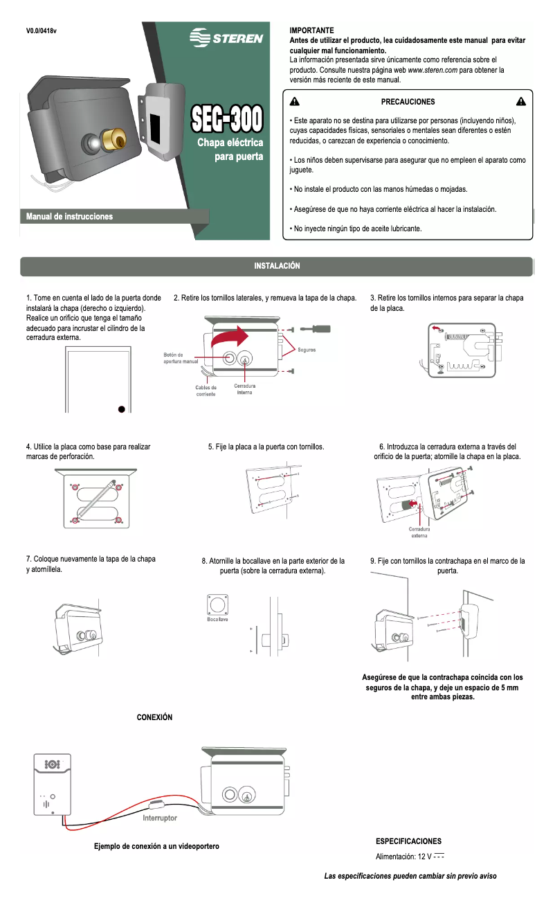 Page n°1 - Manuel utilisateur Steren SEG-300