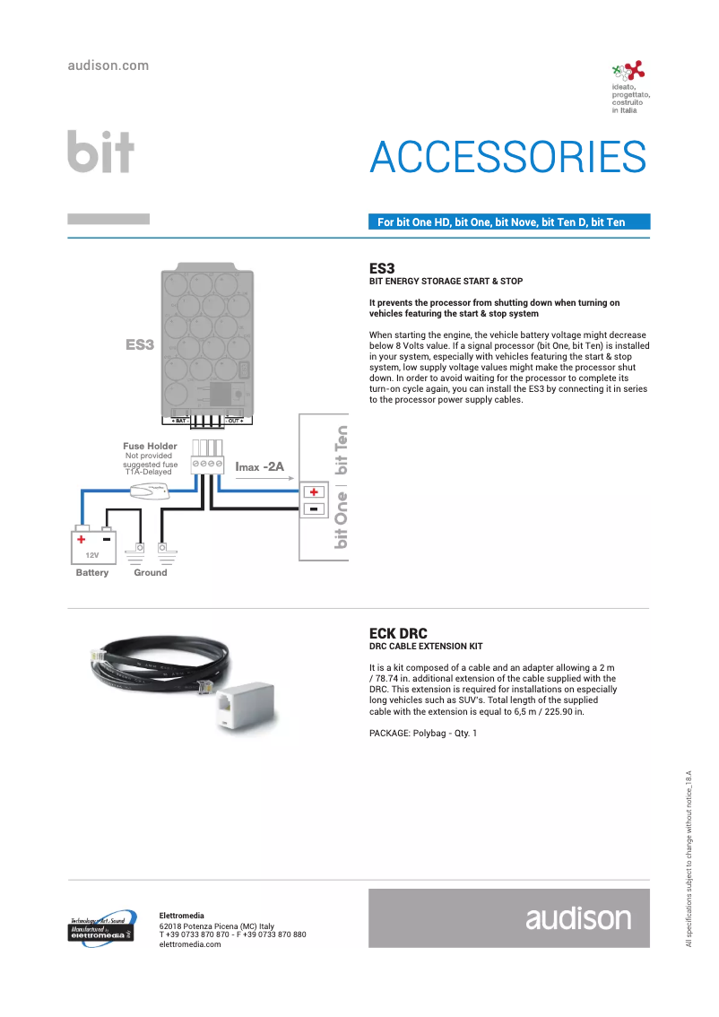 Page 1 de la notice Manuel utilisateur Audison ES3