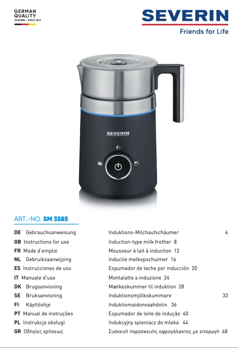Page 1 de la notice Manuel utilisateur Severin SM 3585