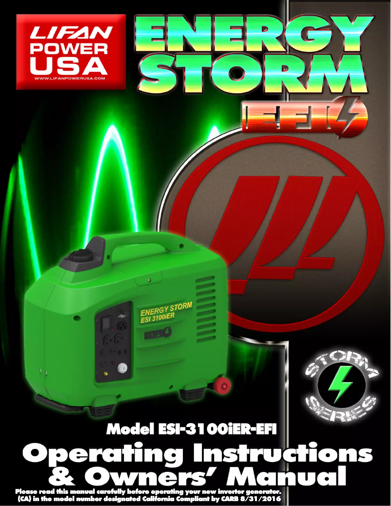 Página 1 del manual Manual de usuario Lifan Energy Storm 3100iER-EFI