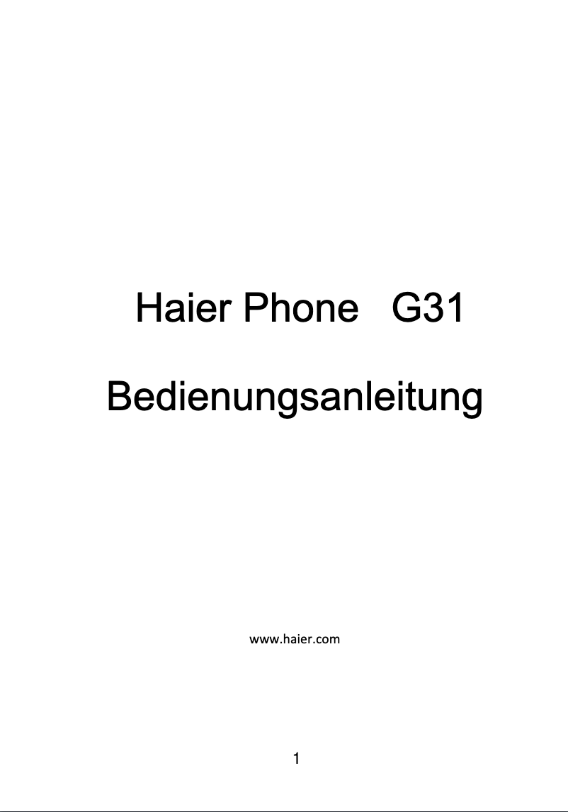 Page n°1 - Manuel utilisateur Haier Phone G31