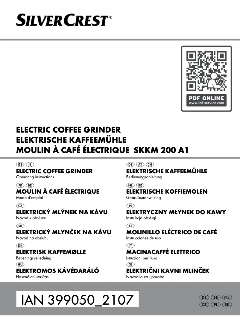Page n°1 - Manuel utilisateur SilverCrest SKKM 200 A1
