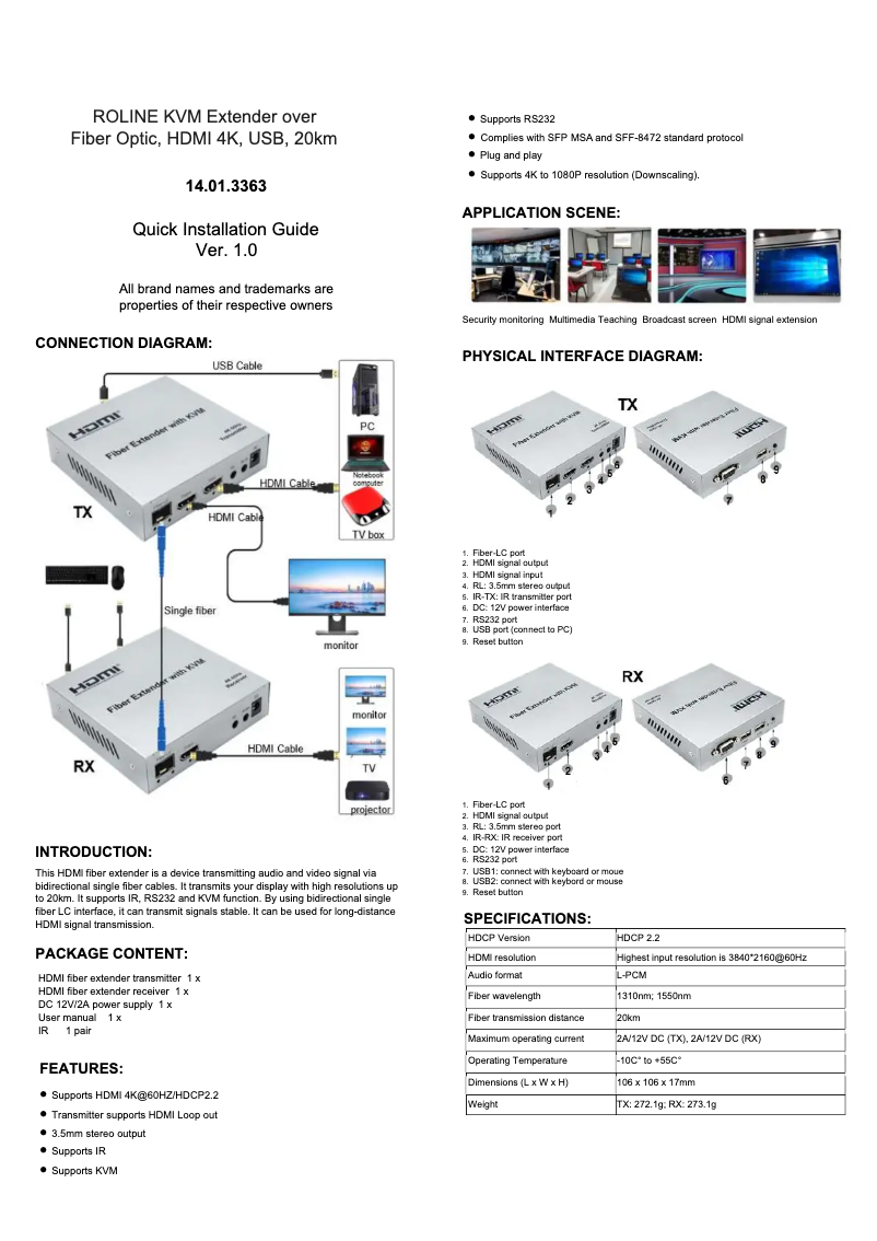Page n°1 - Manuel utilisateur Roline 14.01.3363
