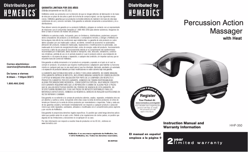 Page n°1 - Manuel utilisateur Homedics HHP-351H