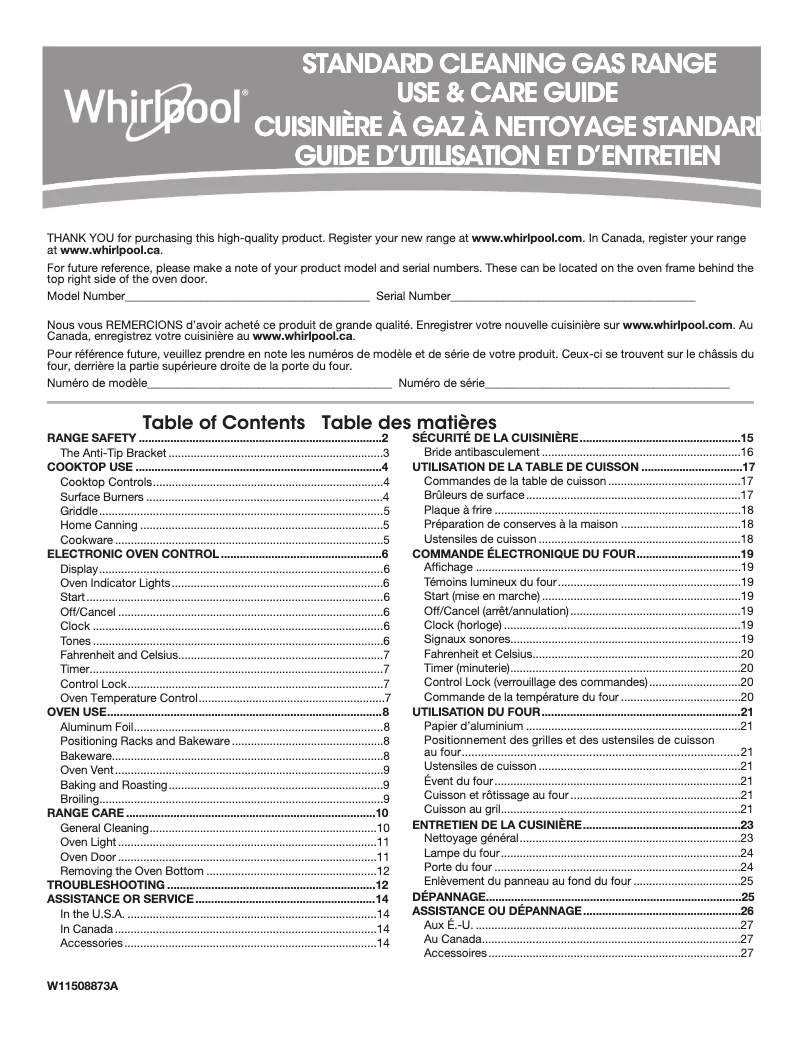 Image de la première page du manuel de l'appareil WFG505M0BB