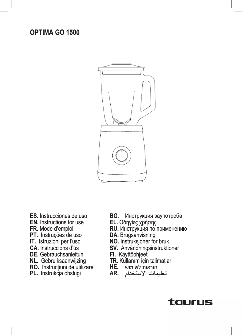 Página 1 del manual Manual de usuario Taurus Optima Go 1500