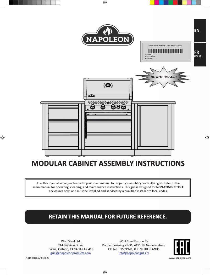 Page n°1 - Manuel utilisateur Napoleon IM-UDC-CN