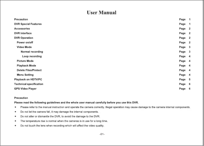 Page 1 de la notice Manuel utilisateur Rollei CarDVR-72