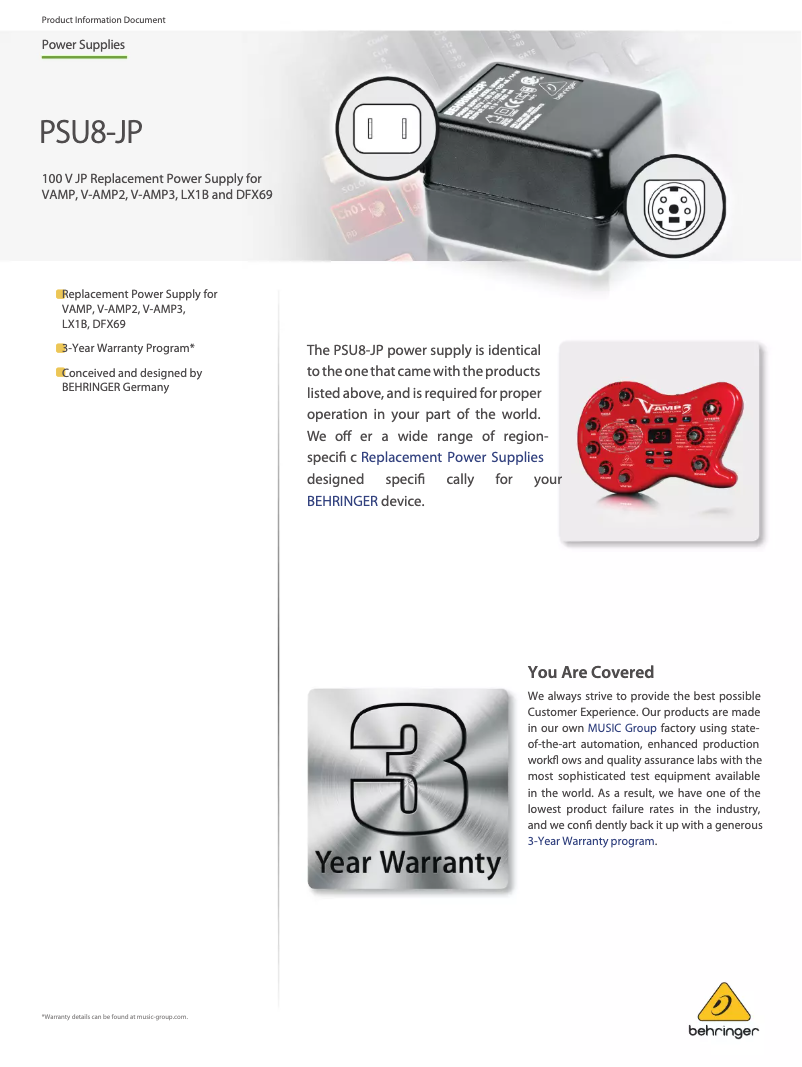 Imagen de la primera página del manual del dispositivo PSU8-JP