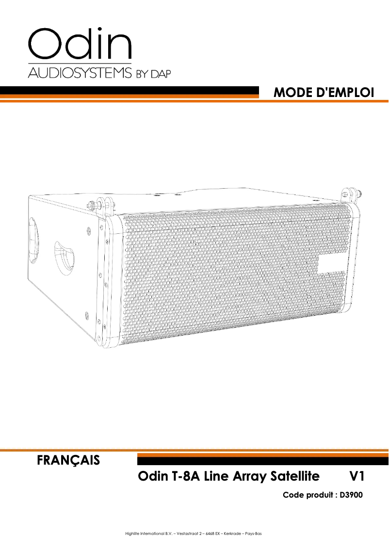 Page n°1 - Manuel utilisateur DAP-Audio Odin T-8A