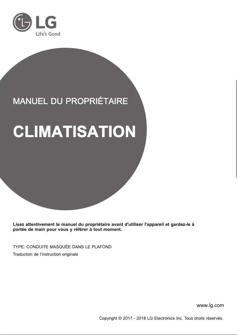 Page 1 de la notice Manuel utilisateur LG CB12L