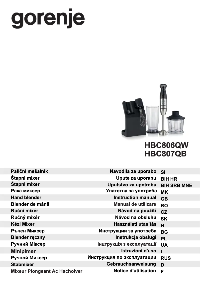 Page n°1 - Manuel utilisateur Gorenje HBC806QW