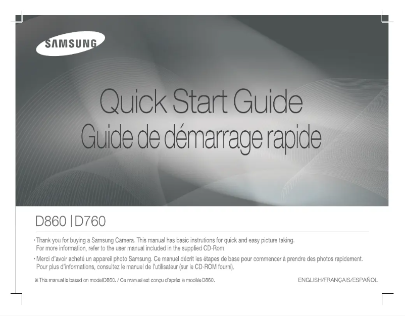 Page 1 de la notice Guide d'installation Samsung D860