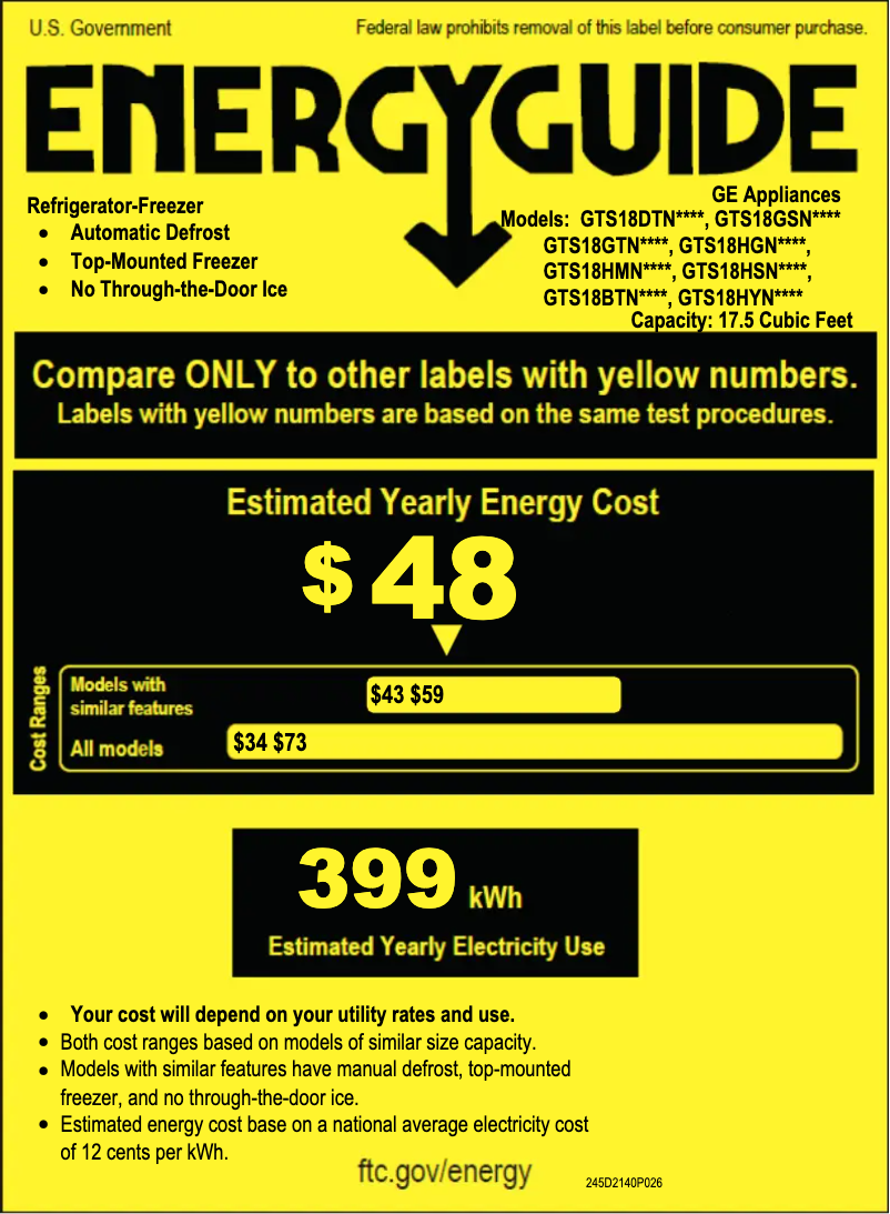 Page n°1 - Label énergétique Hotpoint HPS18BTNRBB